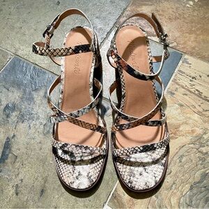 Madewell•NWT•Size 9.5•Skinny-Strap Heeled Sandals•Multi Snake Embossed Leather